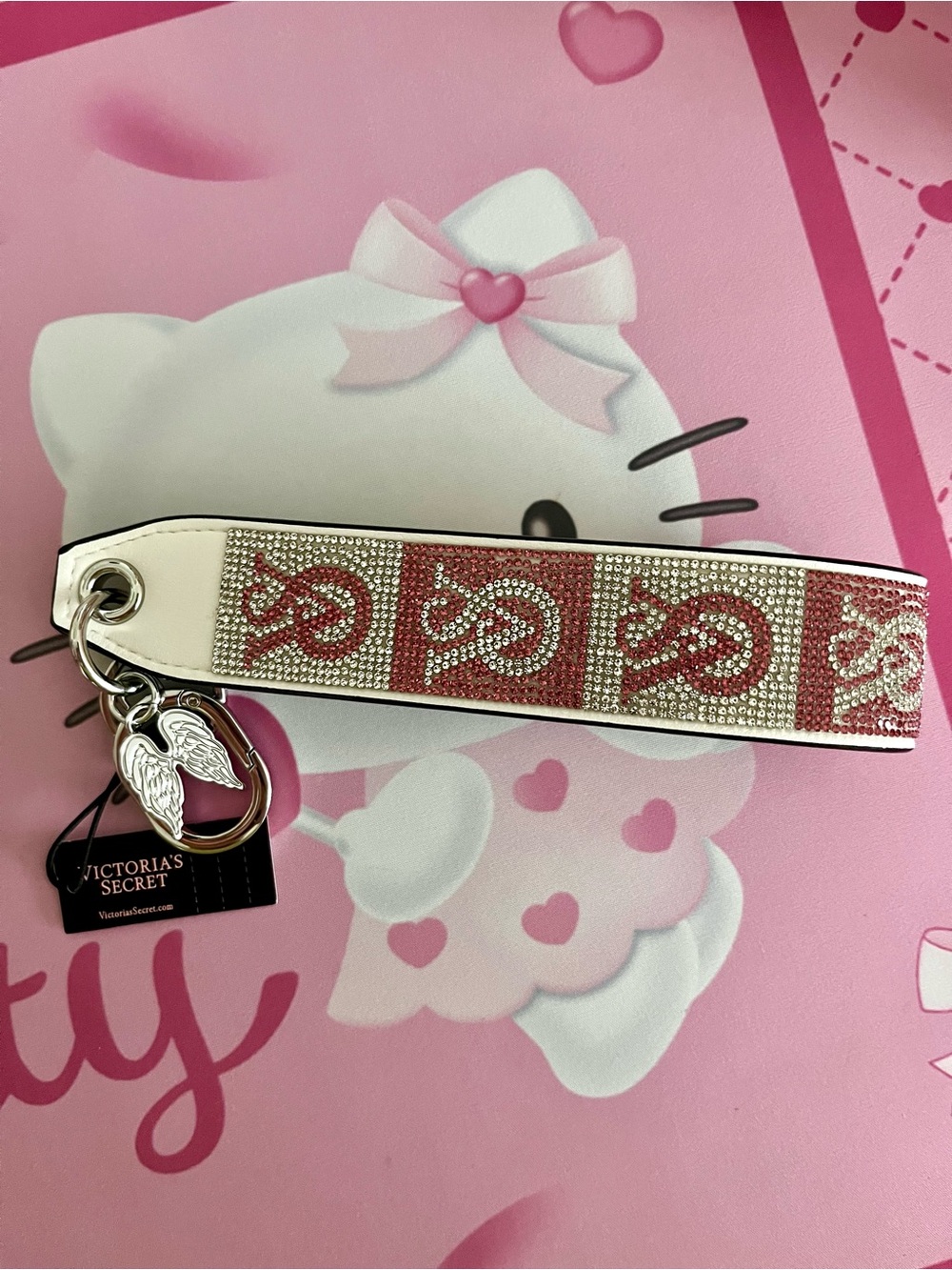 NWT Victoria's Secret Wristlet Strap Keychain Vs White Monogram